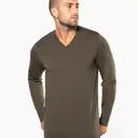 T-shirt met V-hals en lange mouwen - Afbeelding 1