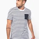 Striped Marine T-shirt with Pocket Short Sleeves - Image 1