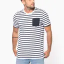 Striped Marine T-shirt with Pocket Short Sleeves - Image 6