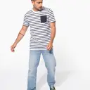 Striped Marine T-shirt with Pocket Short Sleeves - Image 7