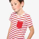 Striped Marine T-shirt with Pocket Short Sleeves - Image 3