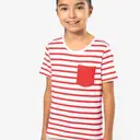 Striped Marine T-shirt with Pocket Short Sleeves - Image 11