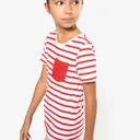 Striped Marine T-shirt with Pocket Short Sleeves - Image 1