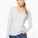 T-shirt met V-hals en lange mouwen - Afbeelding 1