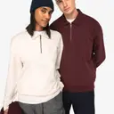 Nachhaltiger Sweatshirt mit Viertelreißverschluss und Polo-Kragen mit fallenden Schultern - Bild 1