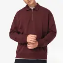 Nachhaltiger Sweatshirt mit Viertelreißverschluss und Polo-Kragen mit fallenden Schultern - Bild 3