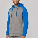 Bicolor fleece hoodie met rits - Afbeelding 1