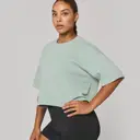 Crop sweatshirt with short sleeves and round neck - Image 1