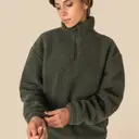 Sweatshirt 1/4 Zip mit fallenden Schultern aus Sherpa - Bild 4
