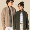 Reißverschluss Sweatshirt mit fallenden Schultern aus Sherpa - Bild 1