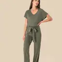 Short Sleeve Linen Jumpsuit - Image 1