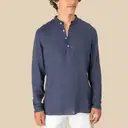 Washed Linen Mao Collar Shirt - Image 1