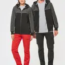 Bicolor fleece jack met capuchon en rits - Afbeelding 1