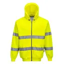 Sweatjacke mit Reißverschluss HiVis mit Kapuze - Bild 2