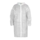 Disposable Visitor Jacket PP Snap Button White - Image 1