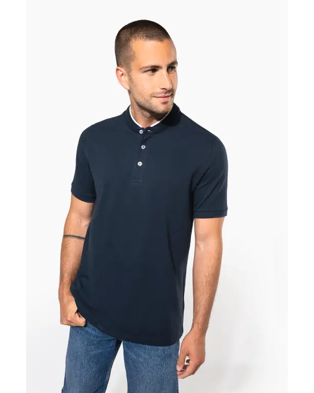 Polo mit Mao-Kragen und kurzen Ärmeln