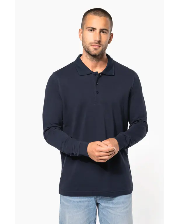 Piqué Polo mit langen Ärmeln