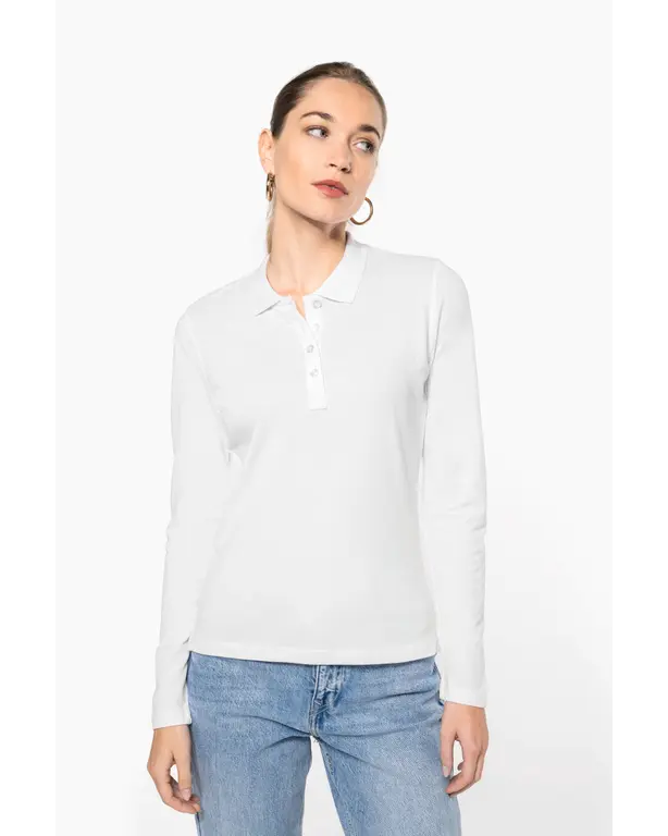 Pique polo met lange mouwen