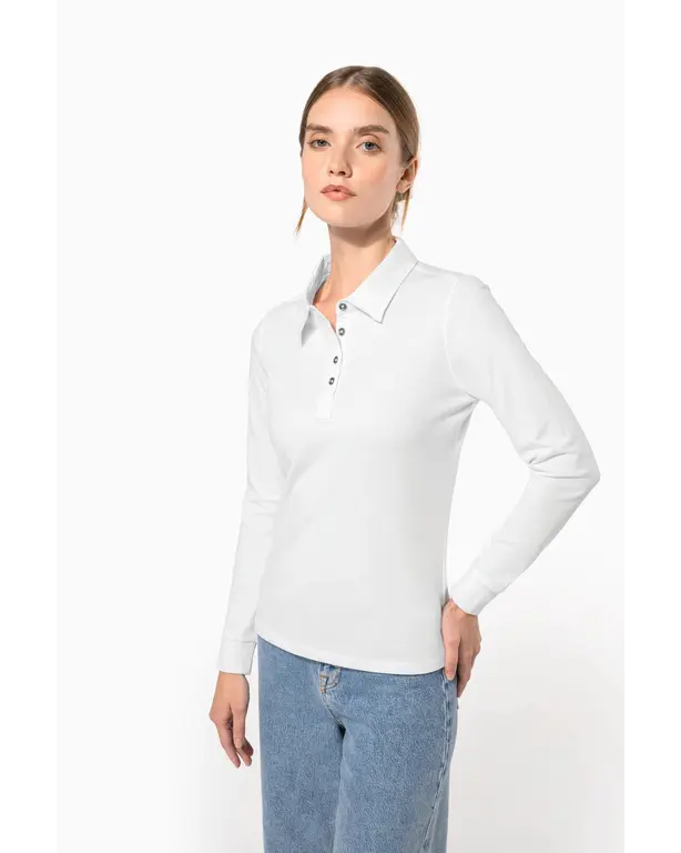 Polo jersey met lange mouwen