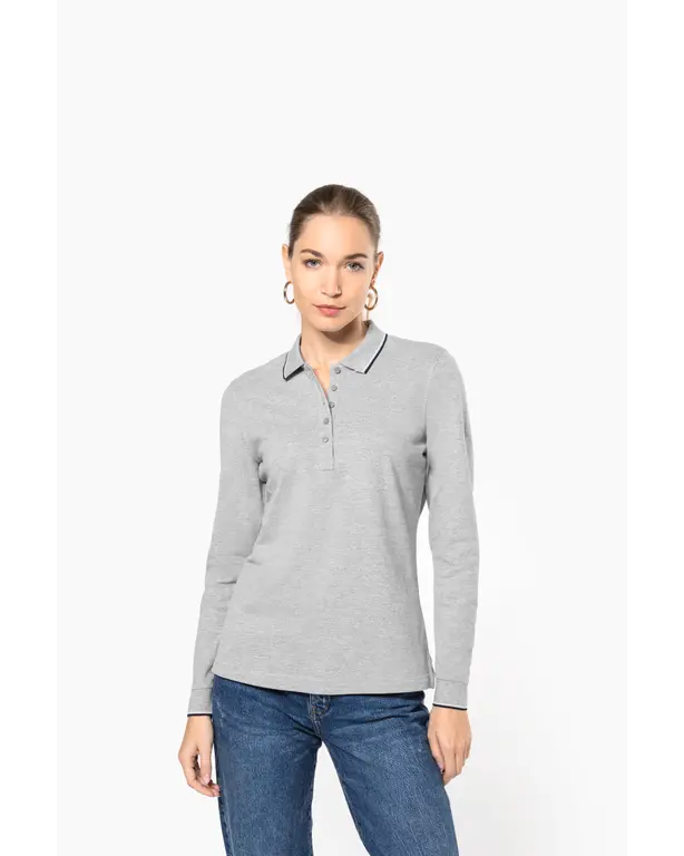 Polo Piqué mit langen Ärmeln