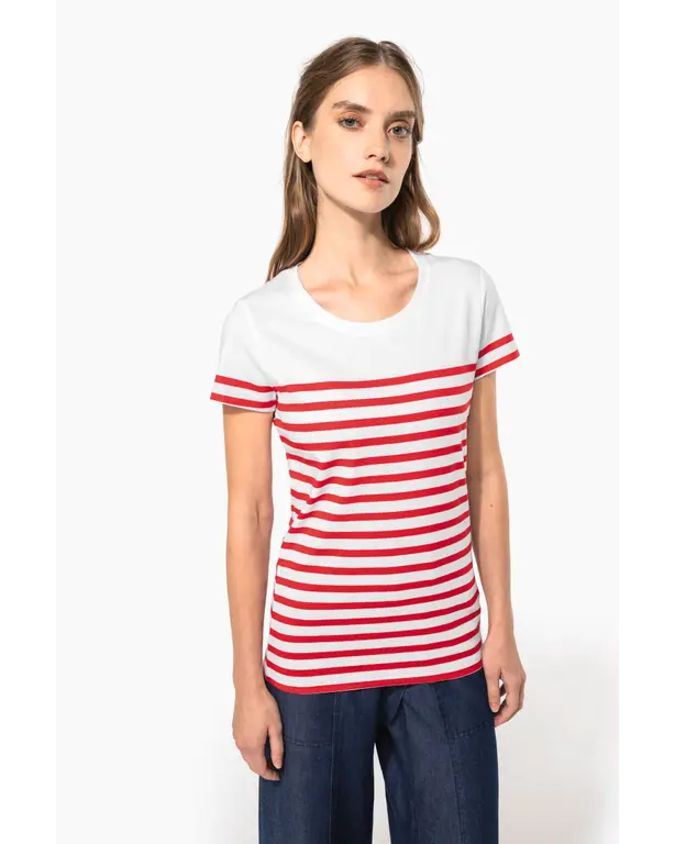 T-shirt maritiem ronde hals Bio