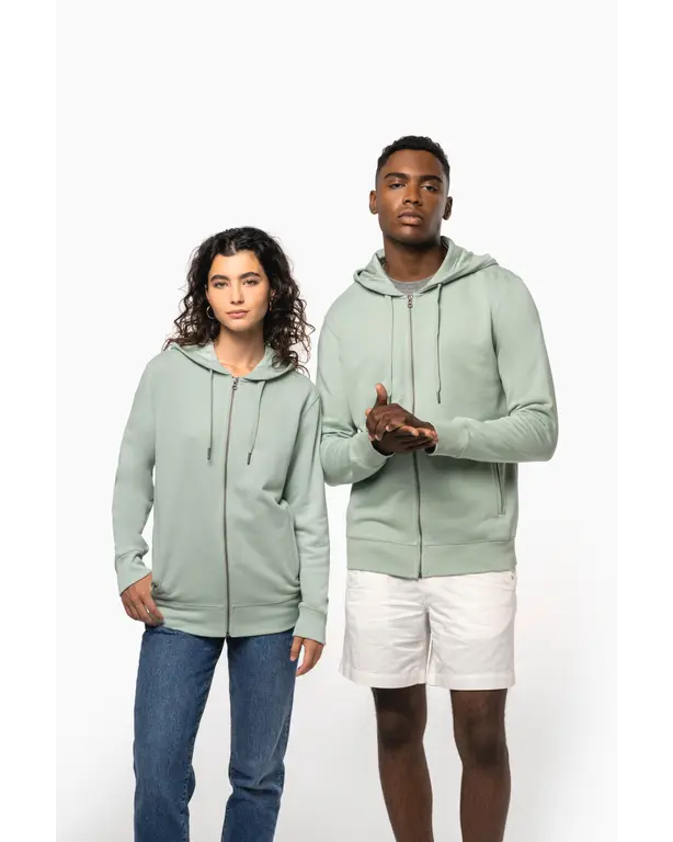 Sweatshirt van Franse terry, ecologisch verantwoord, met rits en capuchon