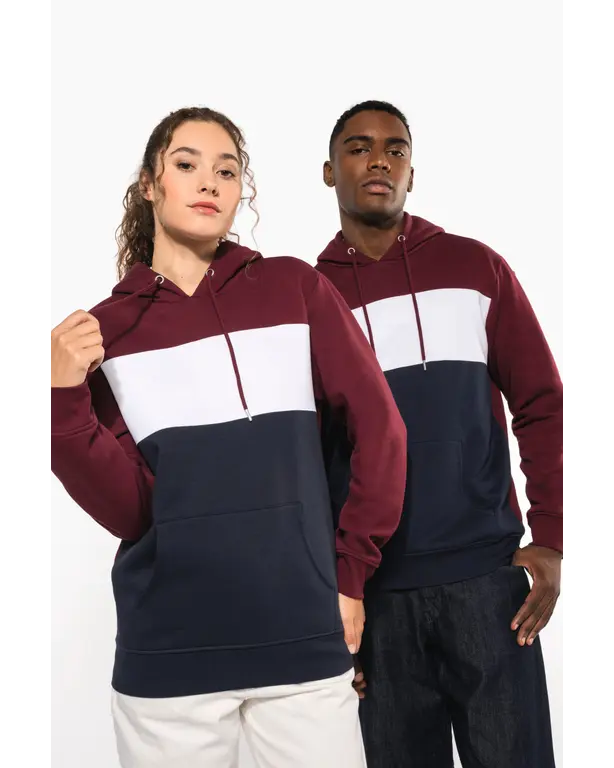 Dreifarbiger Kapuzenpullover