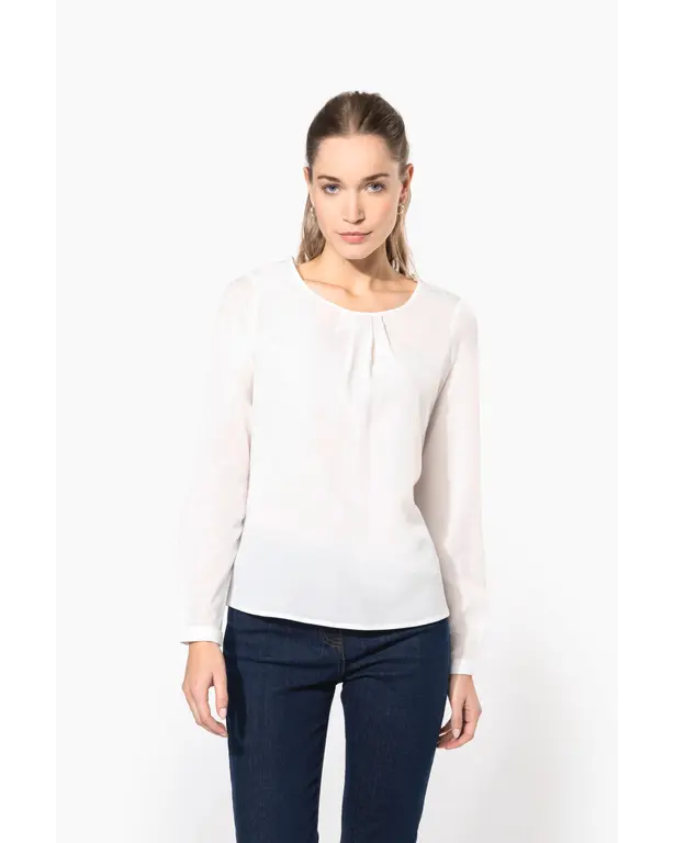 Crepe-Bluse mit langen Ärmeln