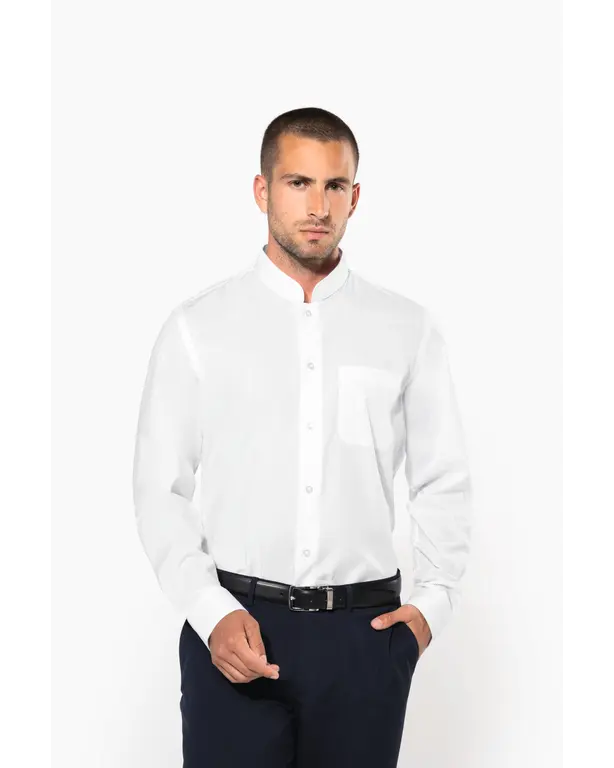 Long Sleeve Mao Collar Shirt