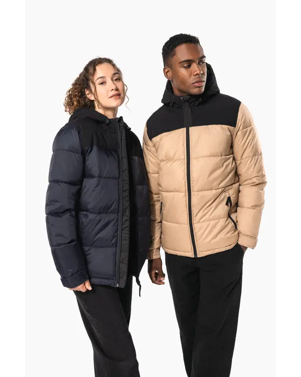 Bicolor gewatteerde parka met capuchon
