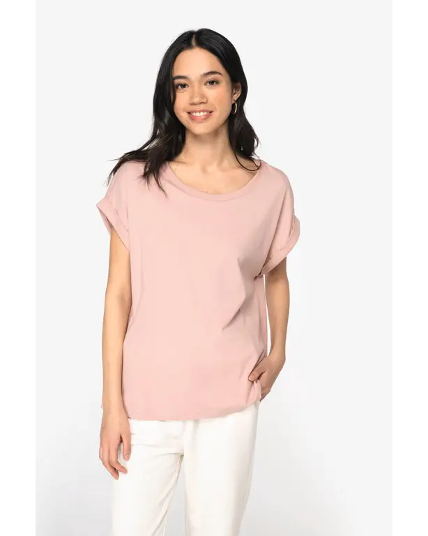 T-shirt met omgeslagen mouwen