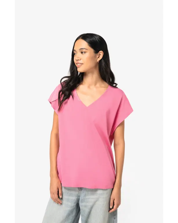 T-shirt ecologisch loose met V-hals