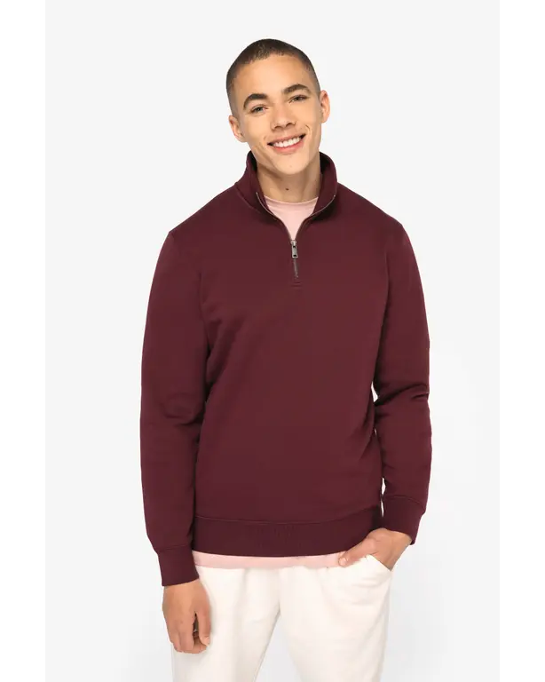 Ökologischer Sweatshirt mit Stehkragen und Reißverschluss