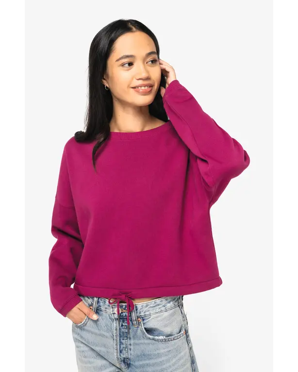 Nachhaltiger oversized Crop-Pullover mit Rundhalsausschnitt
