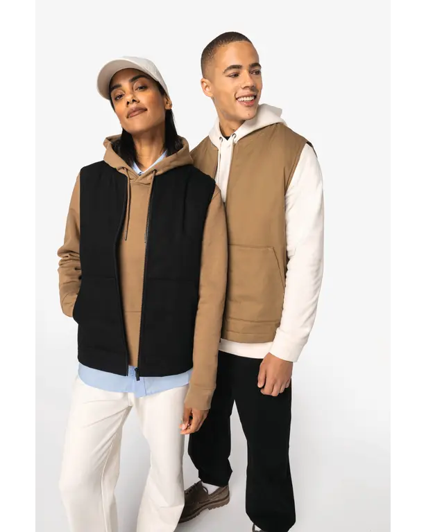 Bodywarmer aus umweltfreundlichem Twill mit Teddykragen