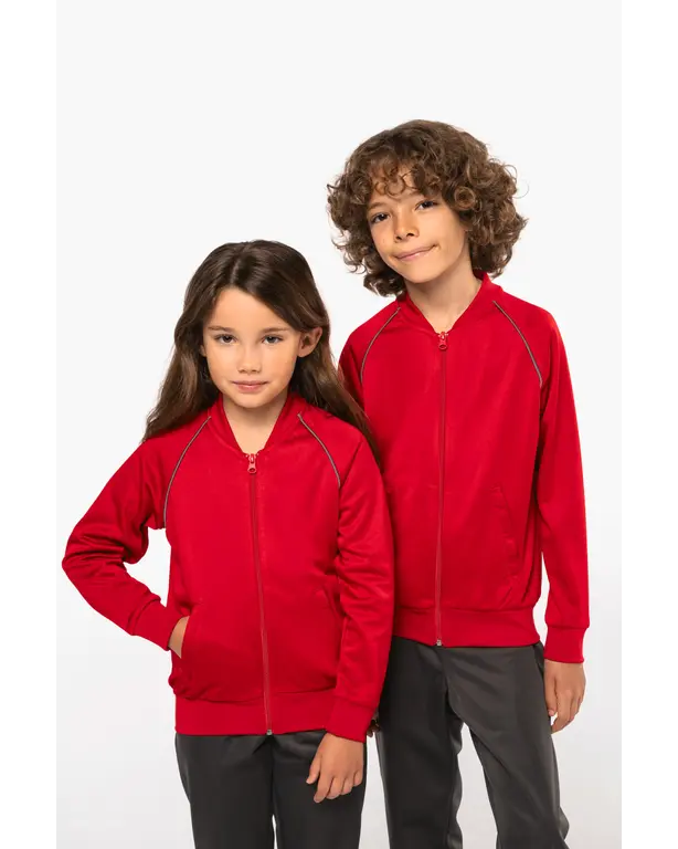 Zipper sweatshirt met contrasterende bies