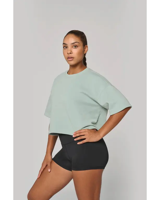 Crop Sweatshirt mit kurzen Ärmeln und Rundhalsausschnitt