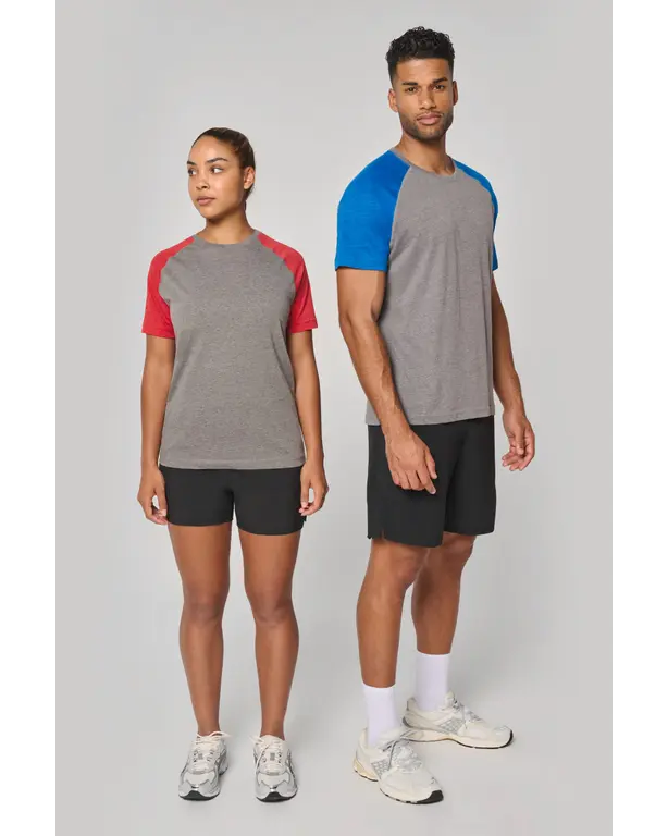 Zweifarbiger Sport-Triblend T-Shirt mit kurzen Ärmeln