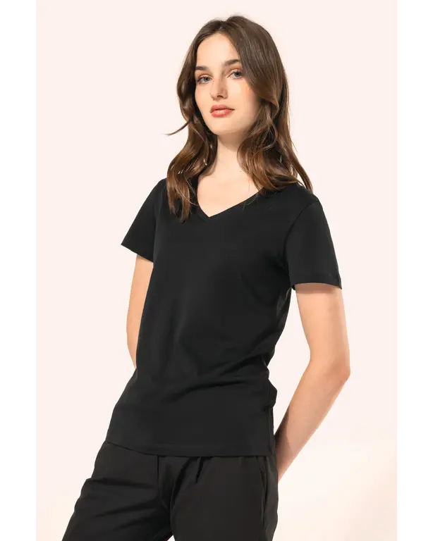 Supima® T-shirt met V-hals en korte mouwen