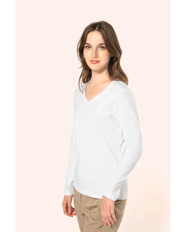 Supima® T-Shirt mit V-Ausschnitt und langen Ärmeln