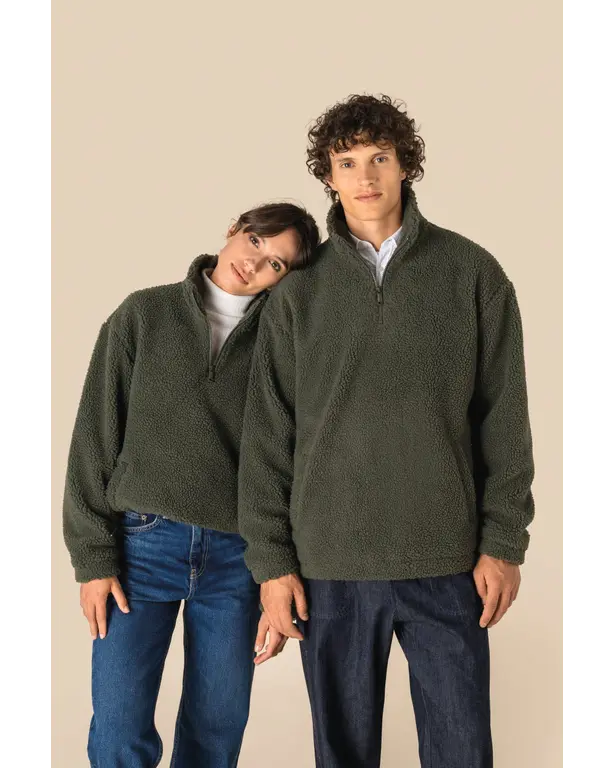 Sweatshirt 1/4 Zip mit fallenden Schultern aus Sherpa