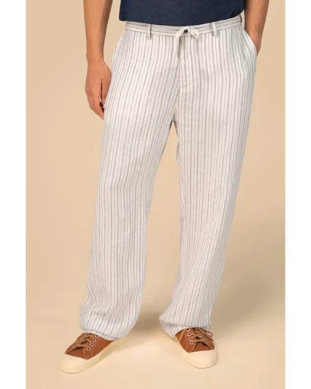 Gestreepte linnen broek
