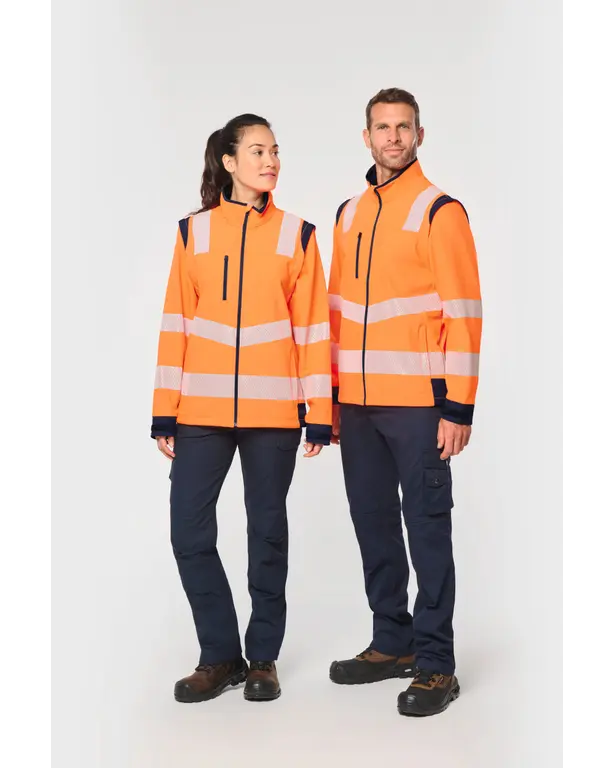 Recycelte Softshell-Sicherheitsjacke mit abnehmbaren Ärmeln