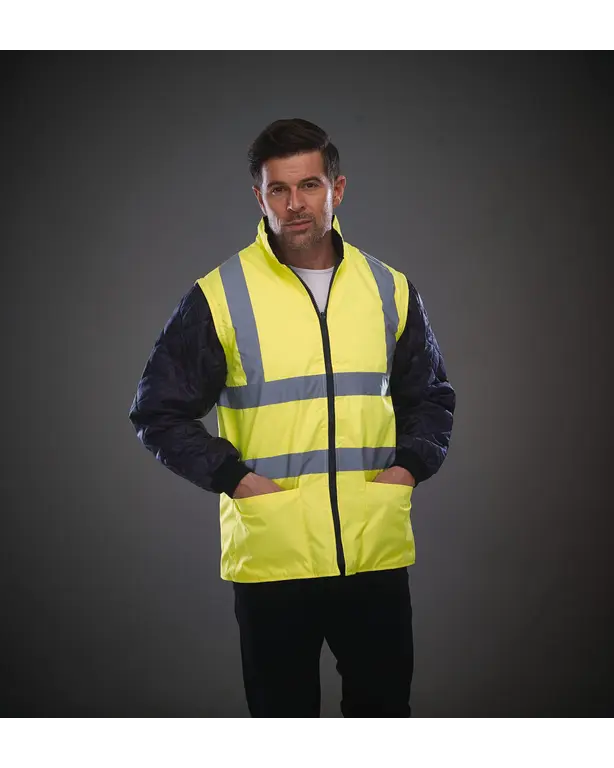 Gepolsterte Warnjacke mit abnehmbaren Ärmeln