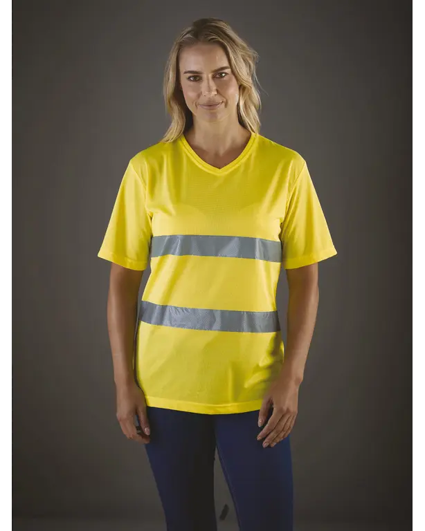 T-Shirt mit V-Ausschnitt hohe Sichtbarkeit Top Cool