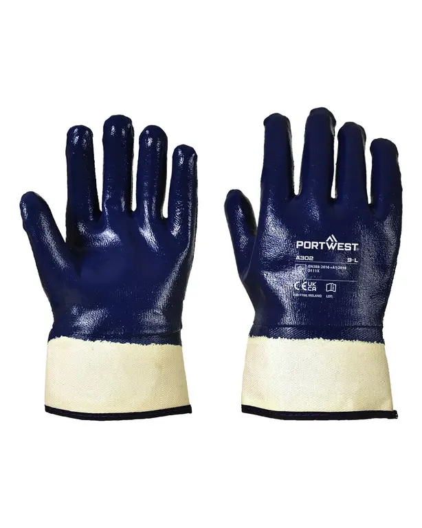 Vollständig beschichteter Nitrilhandschuh mit Manschette