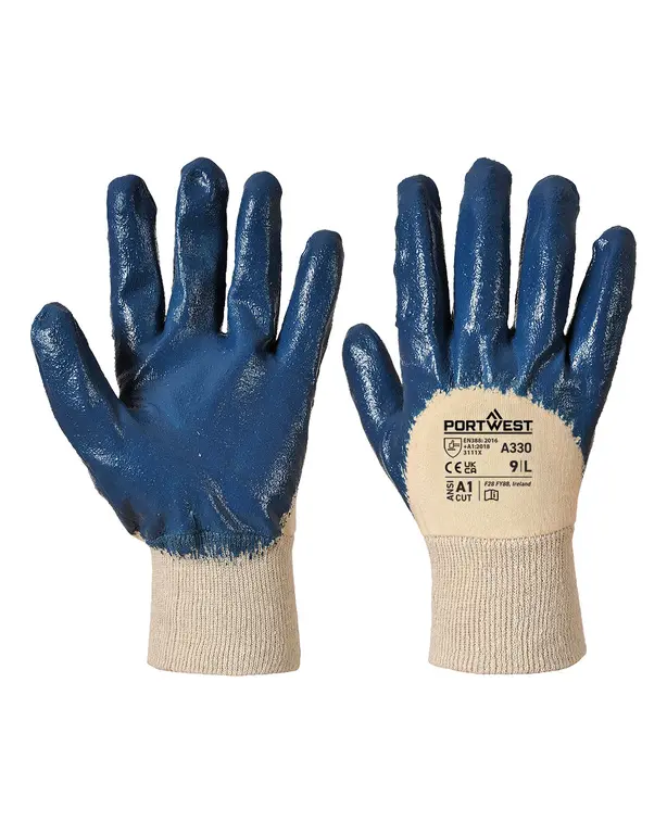 Nitrilhandschuh mit belüftetem Rücken und gestricktem Handgelenk