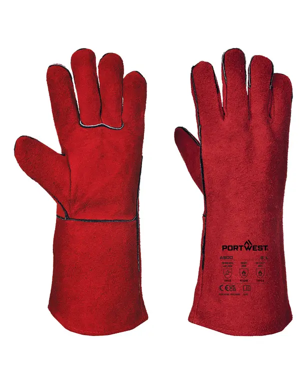 Schweißhandschuh 210 aus rotem Spaltleder