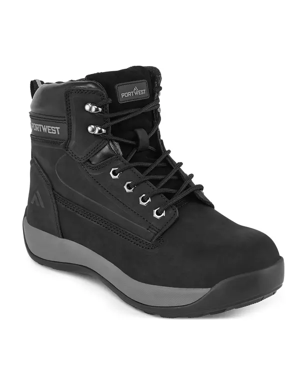 Halfhoge nubuck leren veiligheidsschoen met stalen neus S3 HRO