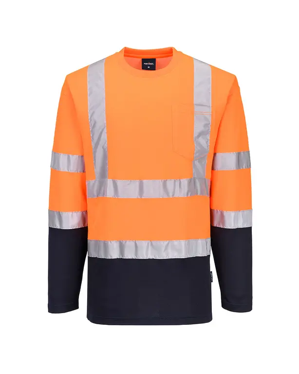 T-Shirt Katoen Comfort bicolor met lange mouwen